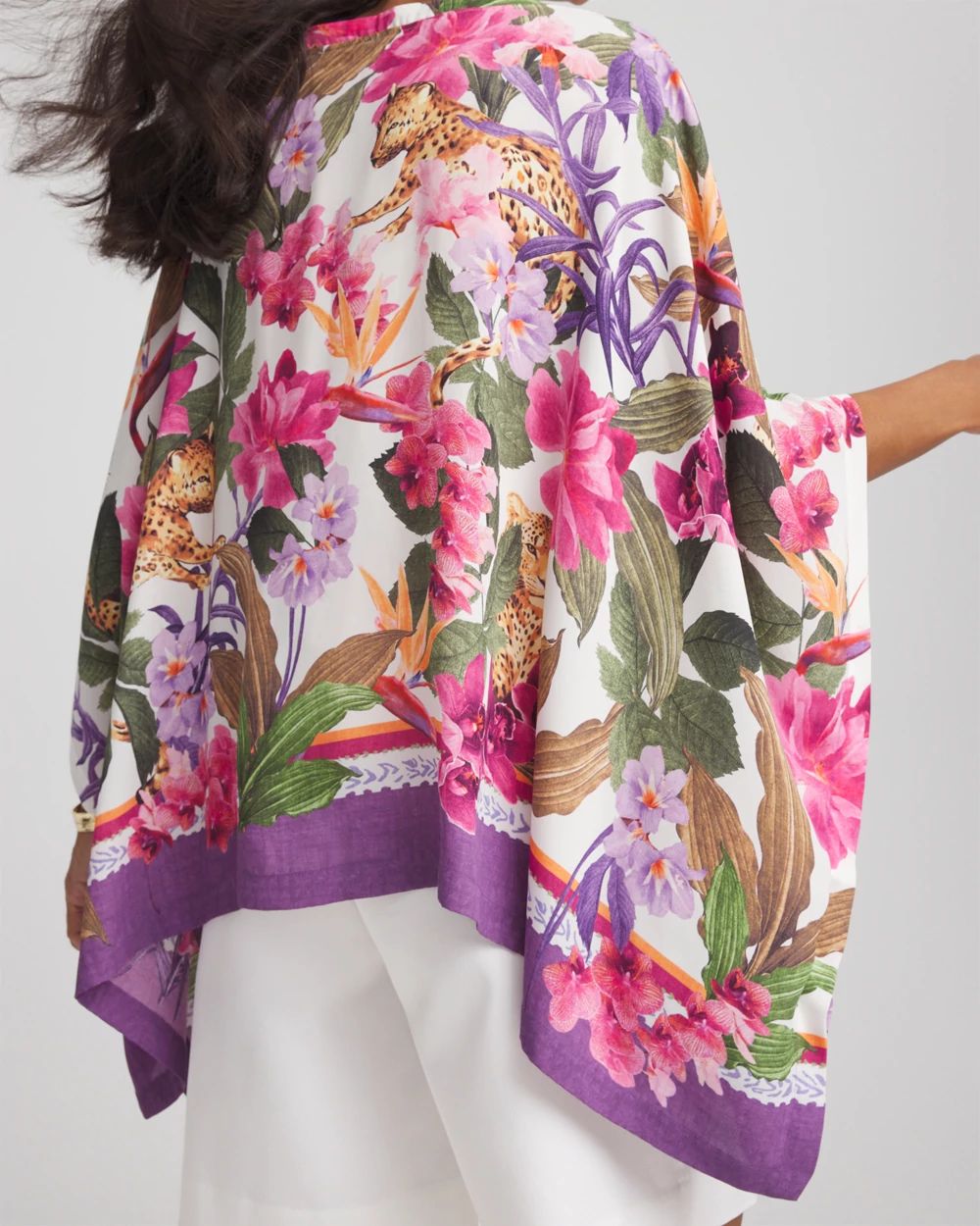 Floral-Print Poncho click to view larger image.