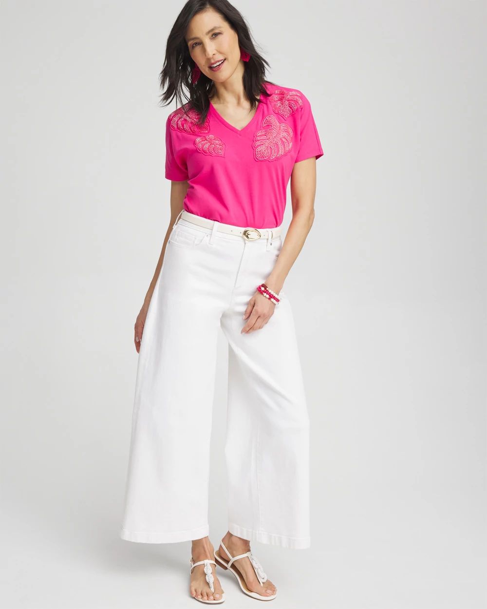 Beaded Cotton Stretch Tee
