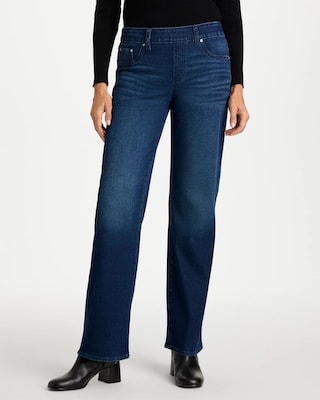 Pull-On Knit Denim Wide-Leg Jean click to view larger image.