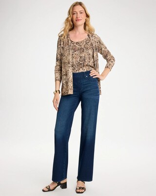 Pull-On Knit Denim Wide-Leg Jean click to view larger image.
