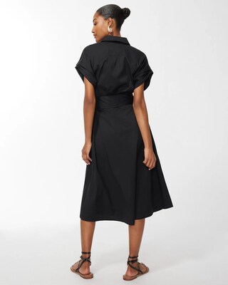 Poplin Tie Waist Shirt Dress
