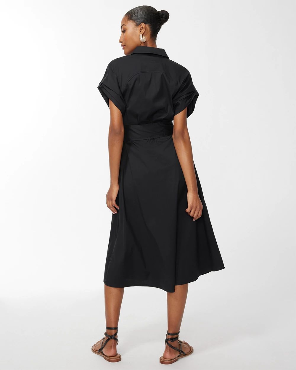 Poplin Tie Waist Shirt Dress