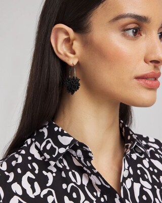 No Droop™ Black Seed Bead Cluster Earrings