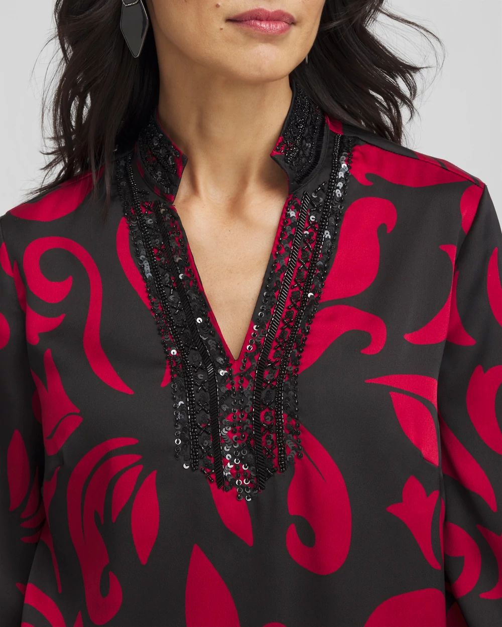 Embellished Neck Kurta Top click to view larger image.