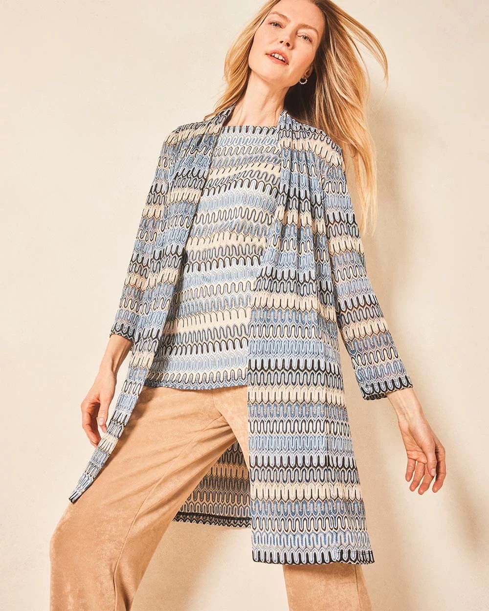 Travelers™ Knit Chevron Open-Front Cardigan