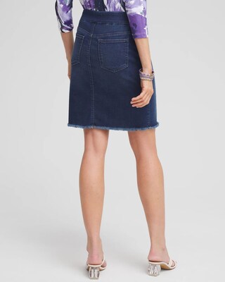 Pull-on Fray Hem Denim Skort