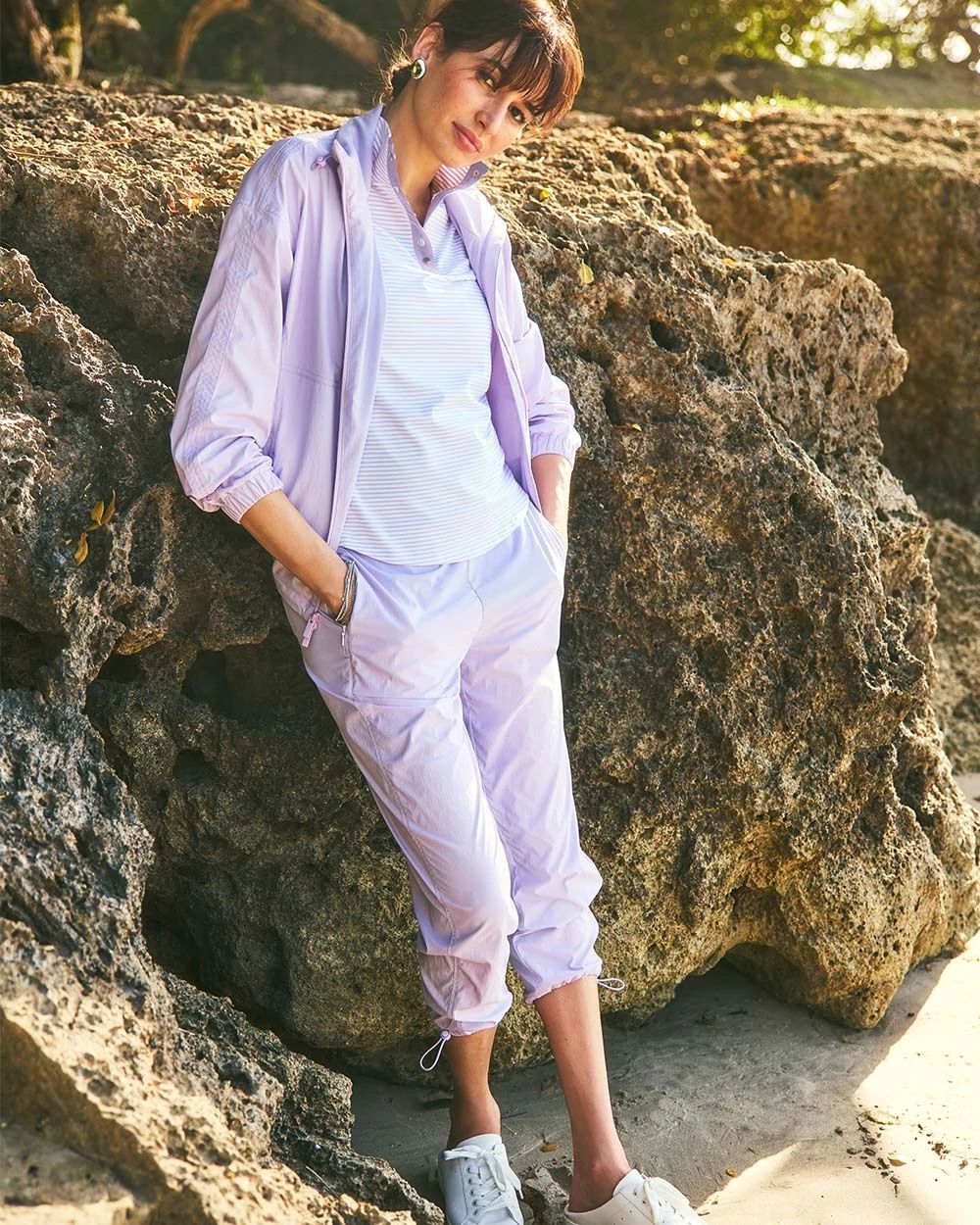 Zenergy® Striped UPF Bungee Cropped Pants
