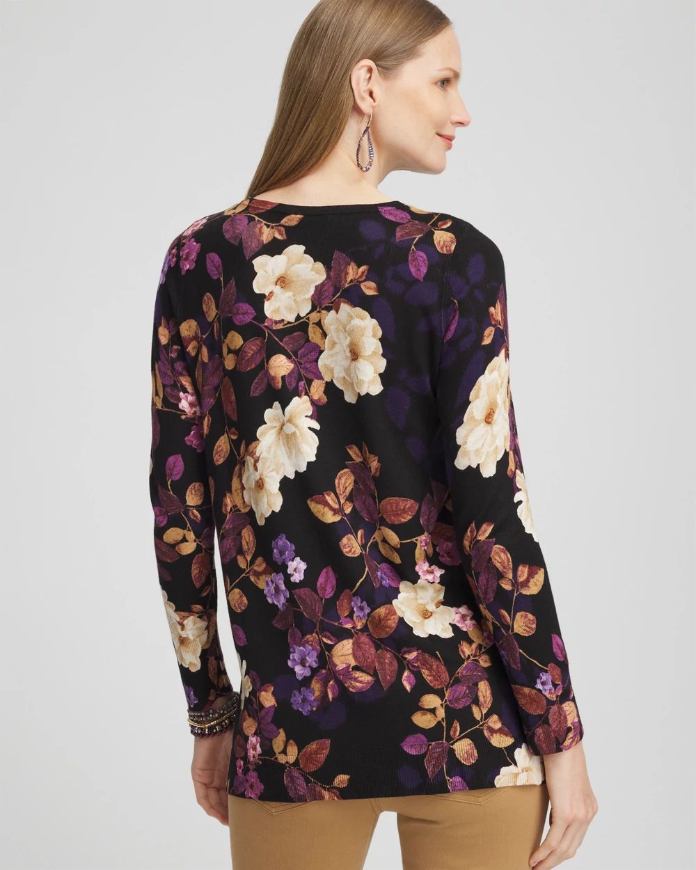 Fall Floral Crew Neck Sweater Tunic click to view larger image.