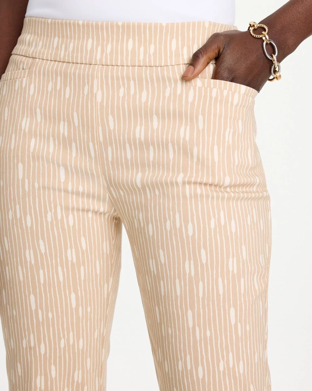 Striped Brigitte™ Slim Pull-On Ankle Pants click to view larger image.