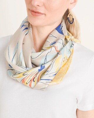 Floral Print Silk Square Scarf