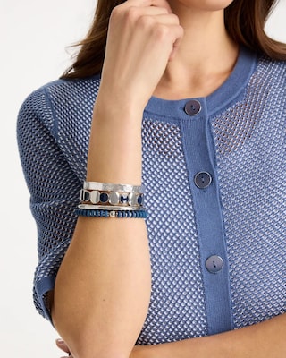 Navy Resin Glam Stretch Bracelet click to view larger image.