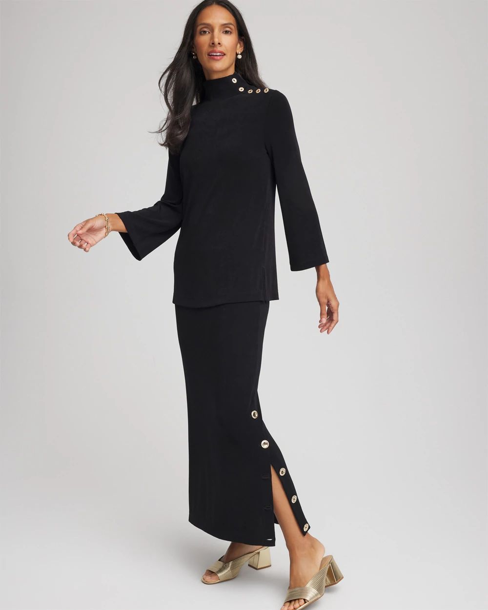 Travelers™ Button Slit Maxi Skirt