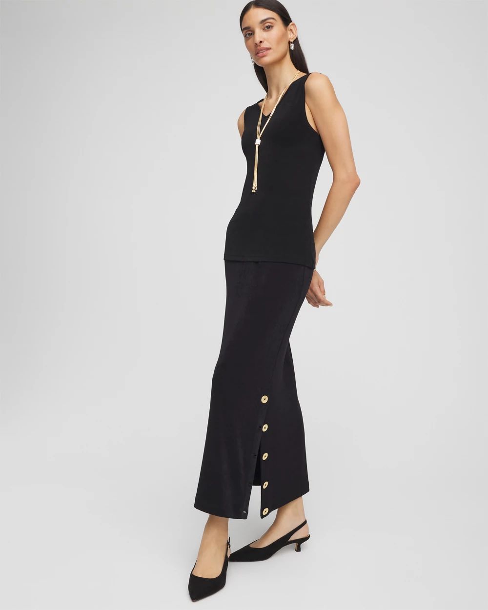 Travelers™ Button Slit Maxi Skirt
