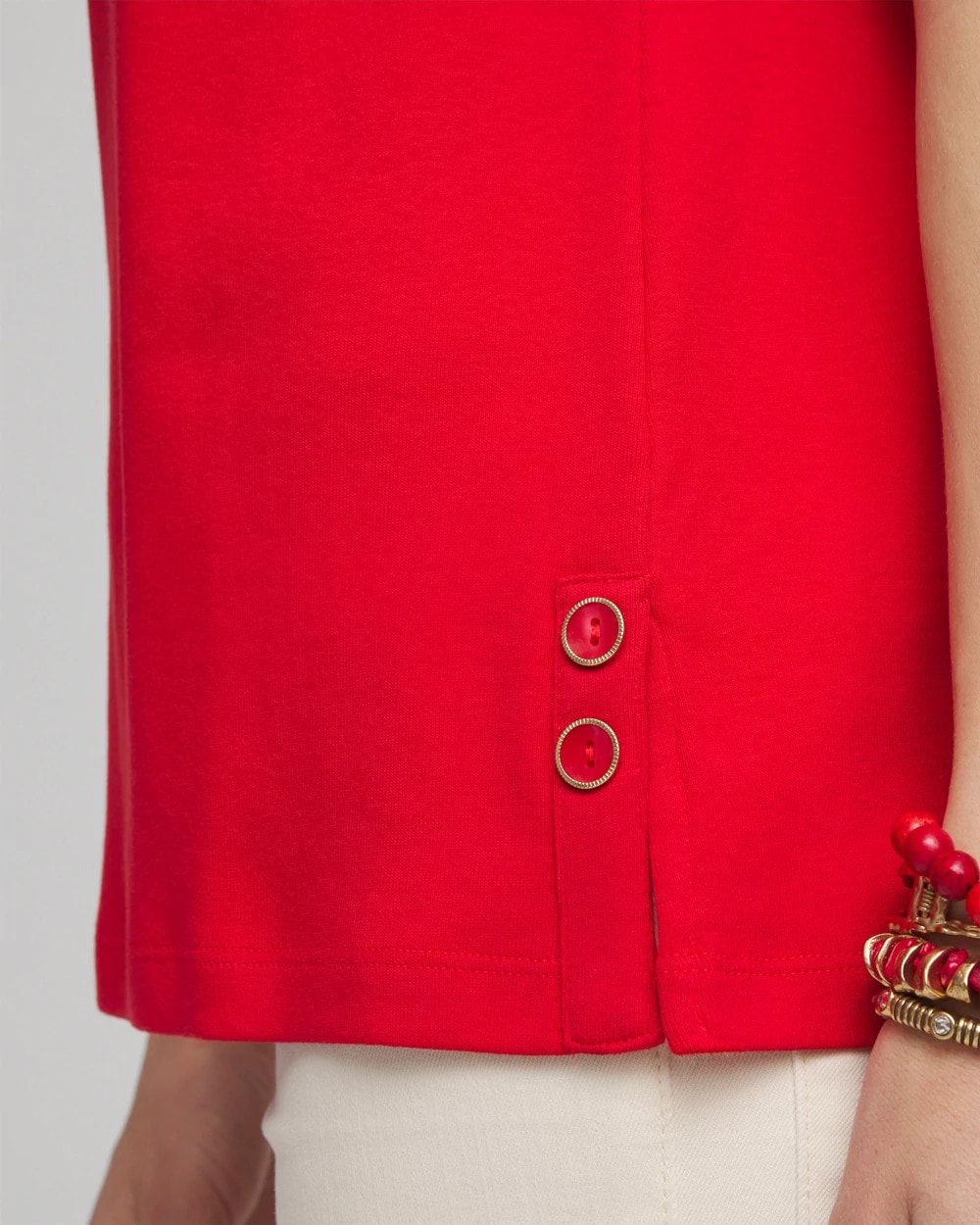 Sleeveless V-Neck Button Tank