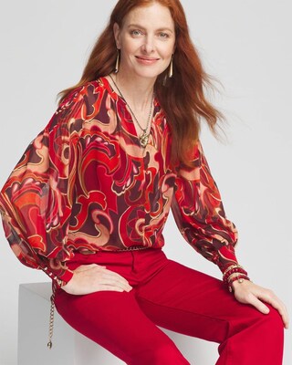 Priya Swirl Pintuck-Sleeve Blouse click to view larger image.