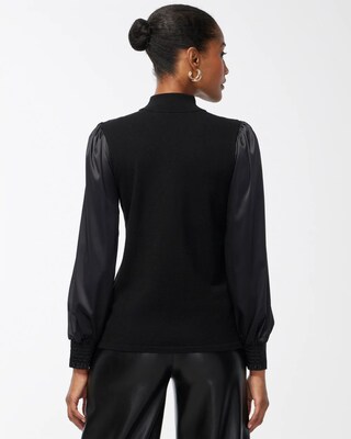 Knit Woven Mix Pullover Sweater