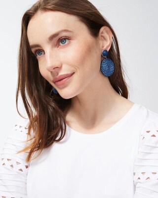 Navy Drop Hoop Earrings