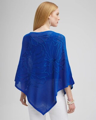 Embroidered Knit Triangle Poncho