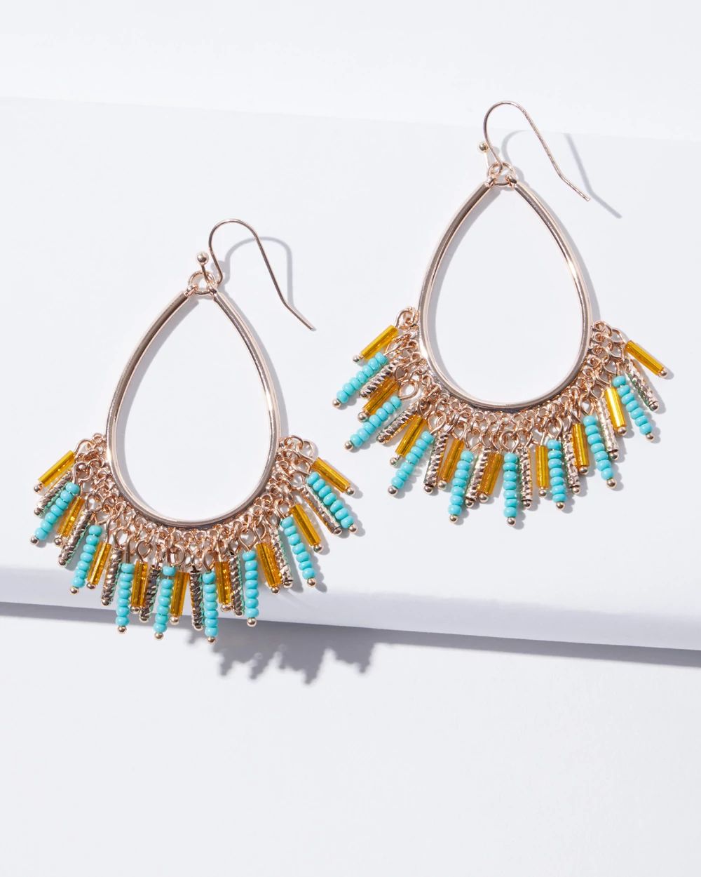 Teal Fringe Hoop Earrings