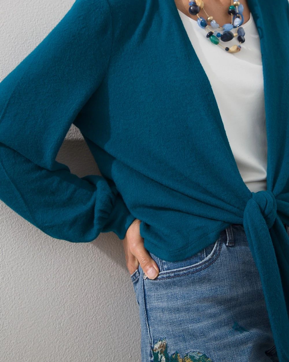 Cozy Tie Front Wrap Cardigan