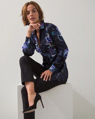 Floral Print Button Front Tunic