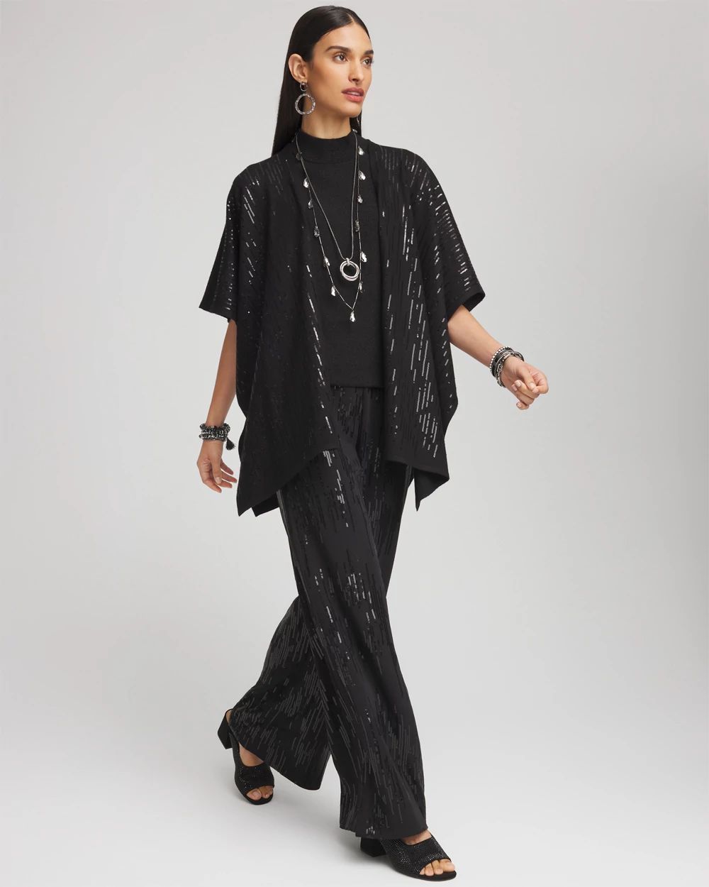 Cashmere Blend Sequin Ruana