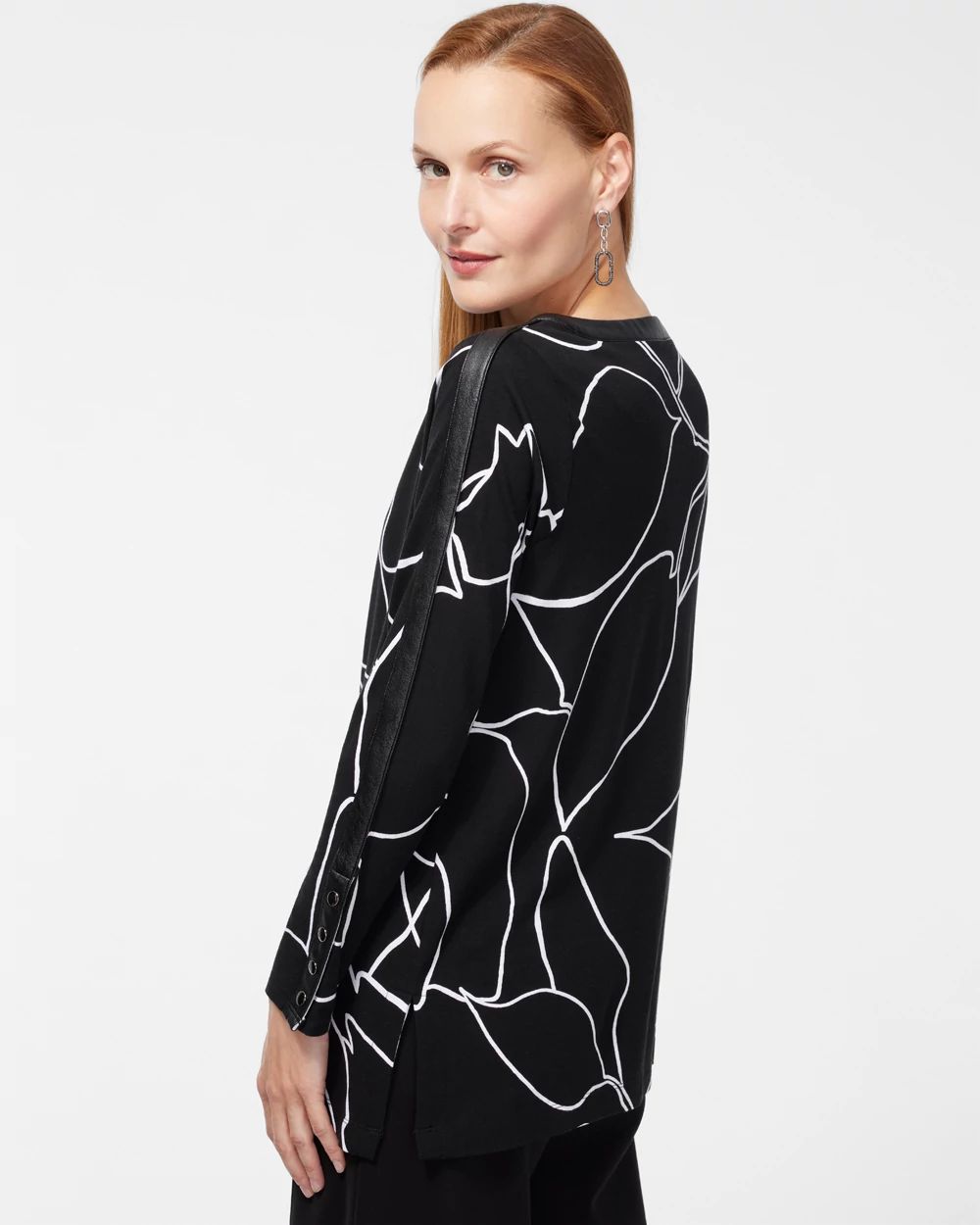 Ponte Faux Leather Inset Print Tunic