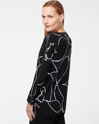 Ponte Faux Leather Inset Print Tunic