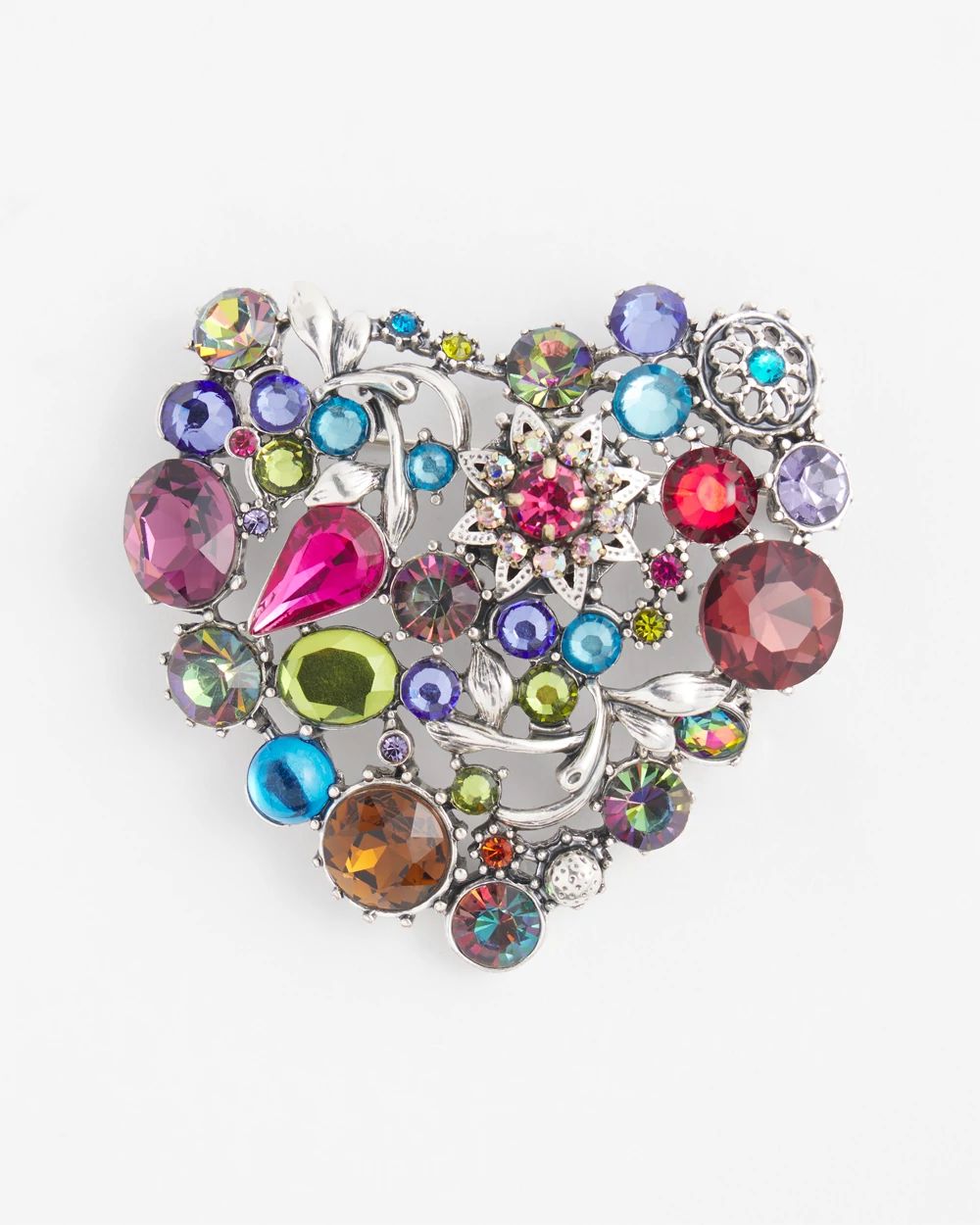 Multi-color Heart Brooch