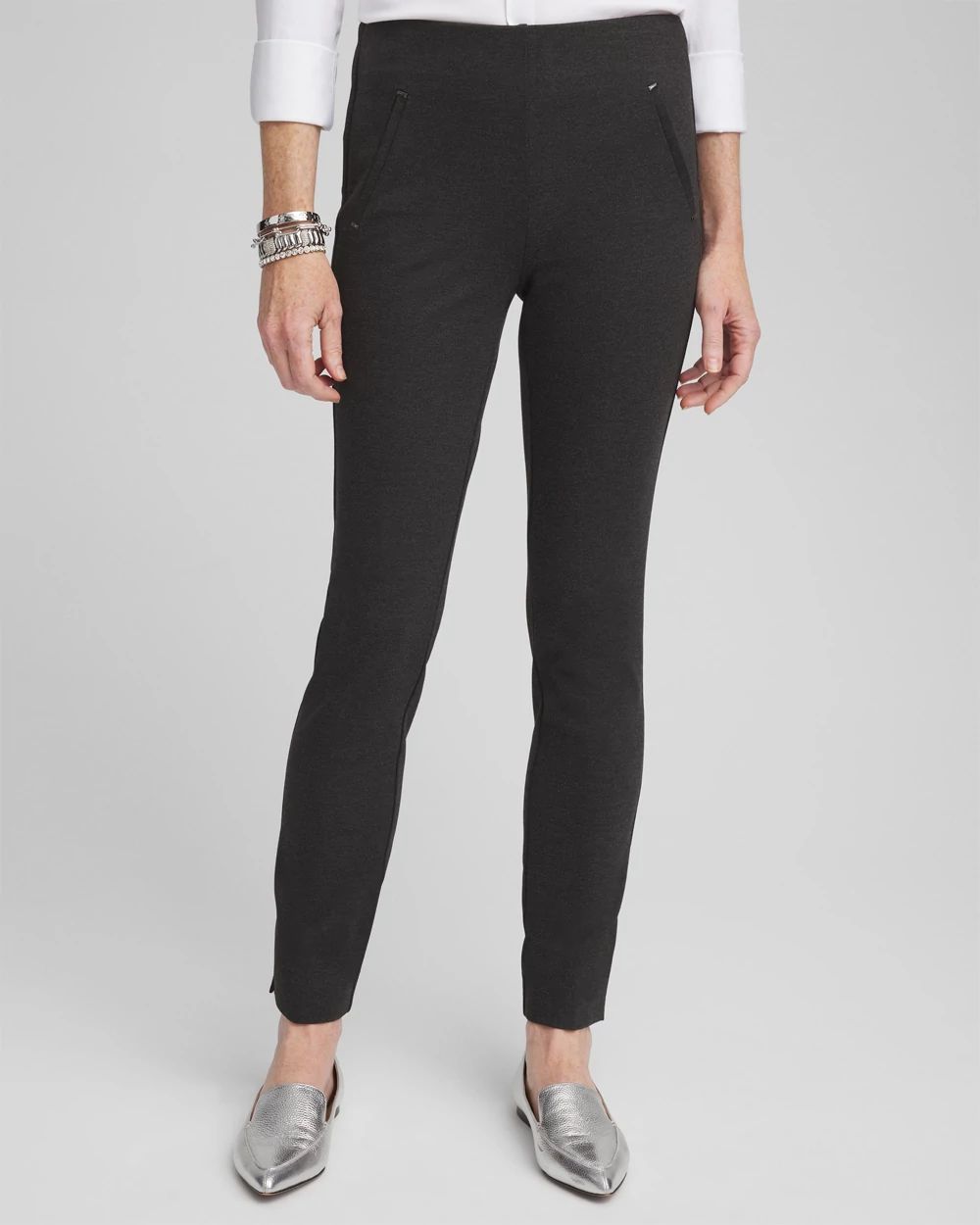 Petite Juliet Ponte Trim Detail Ankle Pants