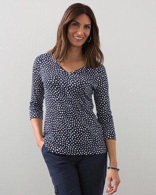Pima Dot Print V-Neck Tee