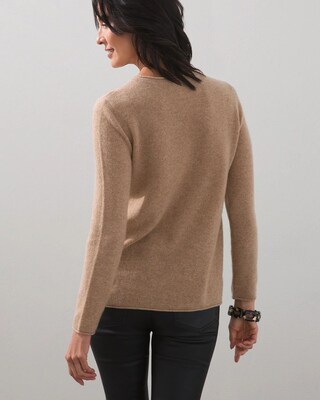 Roll-Trim Cashmere Crew Pullover