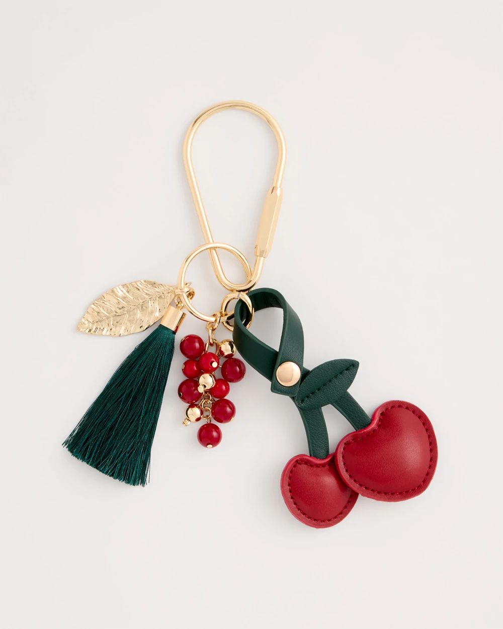 Faux Leather Cherry Bag Charm Key Chain
