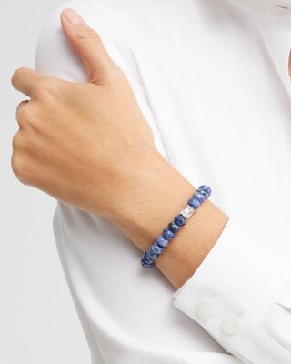 Sodalite Pavé Barrel Stretch Bracelet