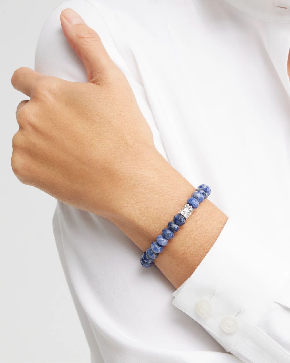 Sodalite Pavé Barrel Stretch Bracelet