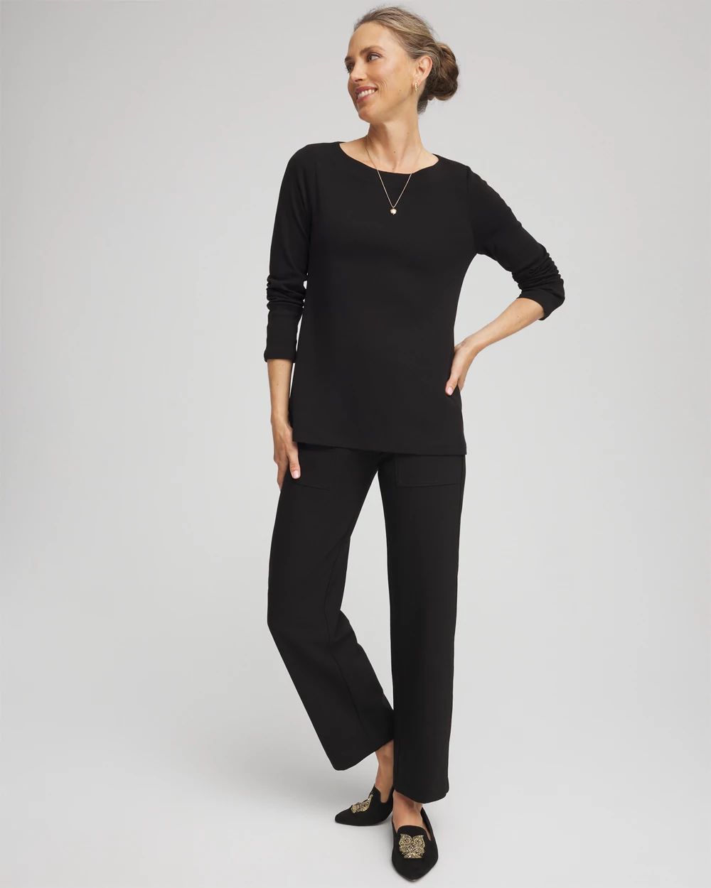 Stretch Cotton Boatneck Tunic