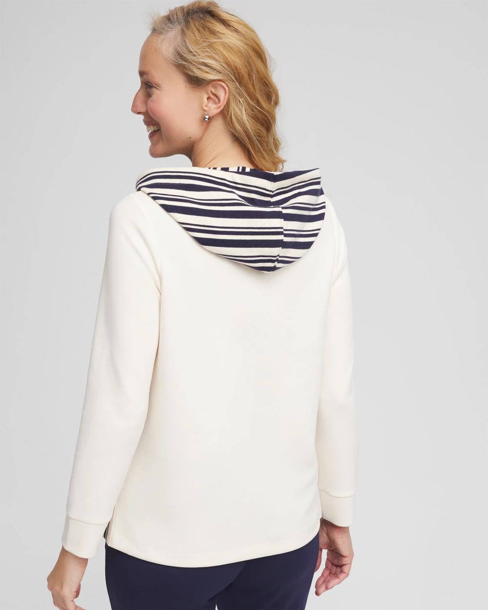 Zenergy® Double-Knit Stripe Hood Tunic click to view larger image.