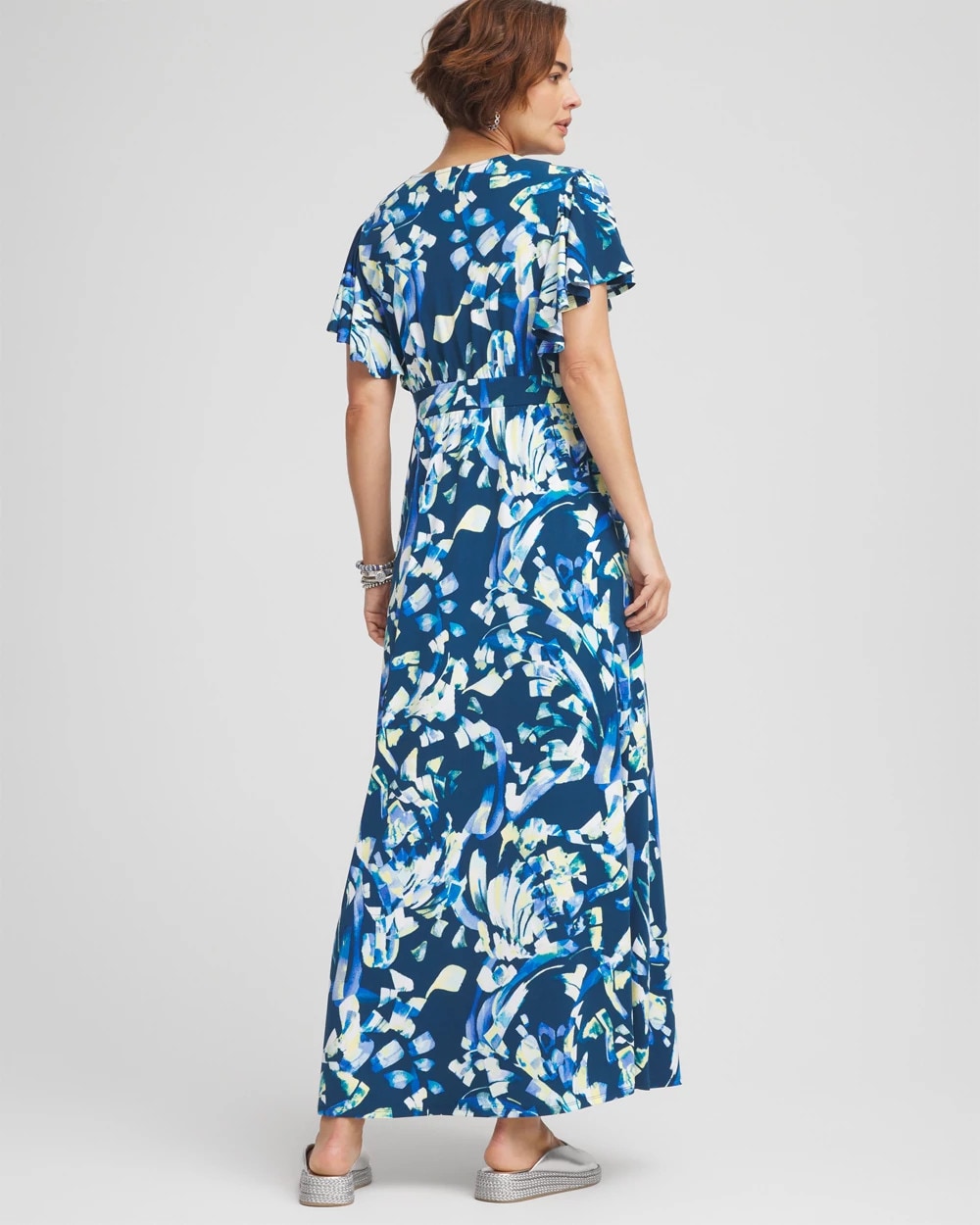 Flutter Sleeved Jersey Maxi Dress