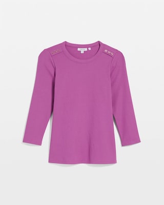 Ribbed Button Crewneck Tee click to view larger image.