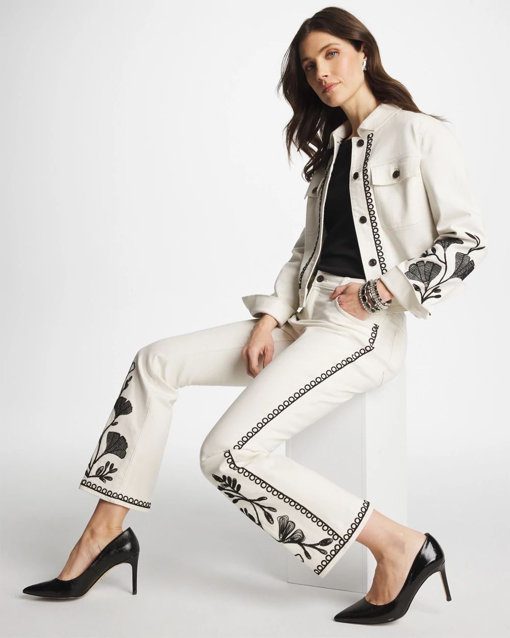 Petite Ginkgo Girlfriend Cropped Flared Jeans