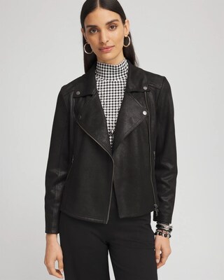 Stretch Faux Suede Moto Jacket