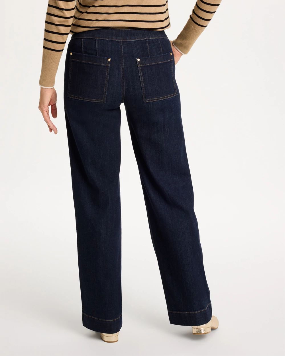 Refined Pull-On Wide-Leg Jeans click to view larger image.