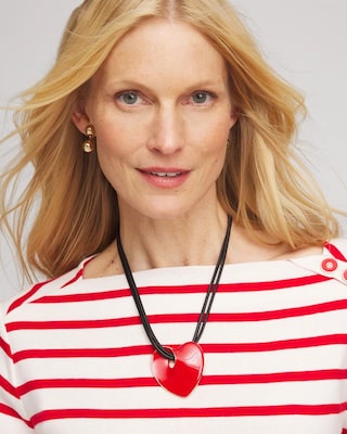 Red Enamel Heart Pendant Necklace click to view larger image.