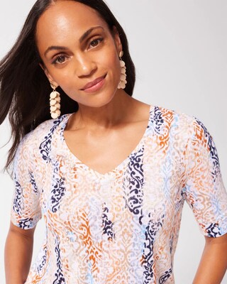 Shirred Back Warm Tile Linen Tee
