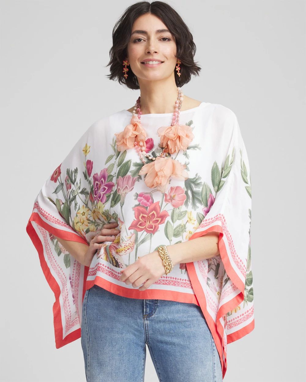 Wildflower Crepe Boatneck Poncho