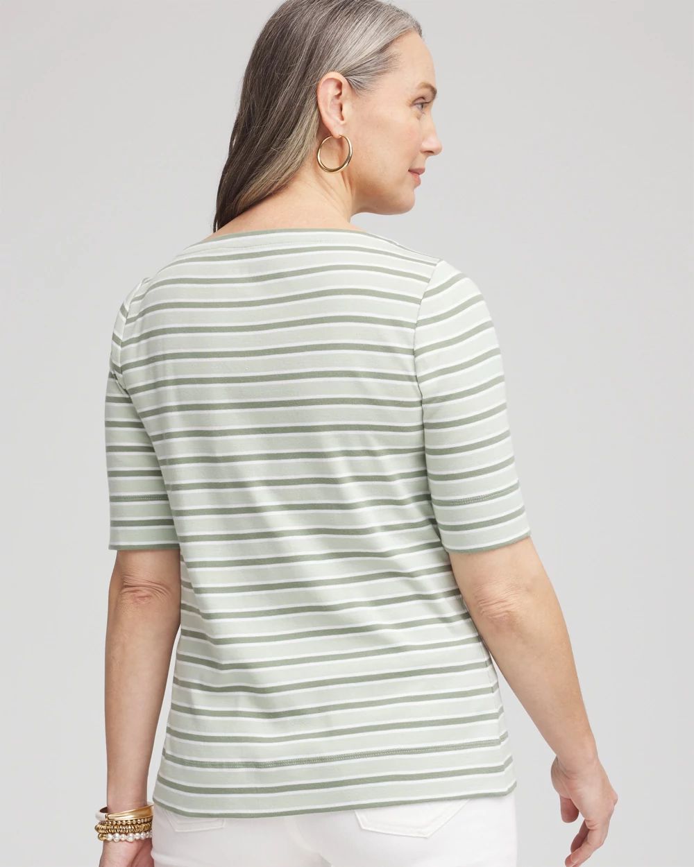 Striped Pima Bateau-Neck Tee click to view larger image.