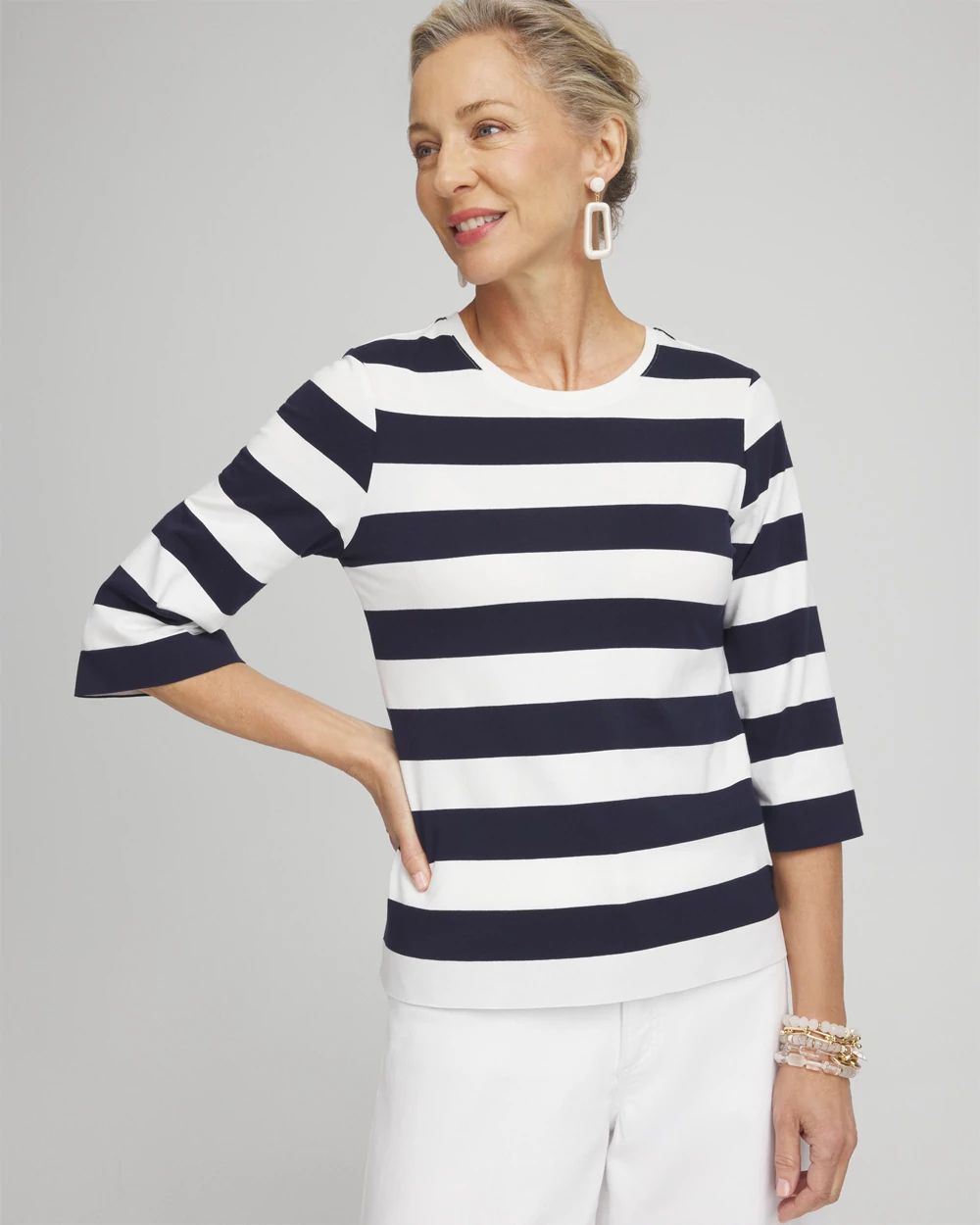 A-line Sleeve Stripe Tee