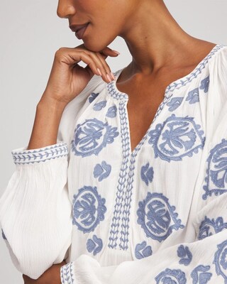 Embroidered Splitneck Shirt click to view larger image.