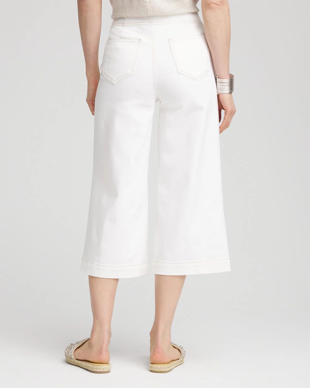 No Stain Pull-On Wide Leg Capri Jeans