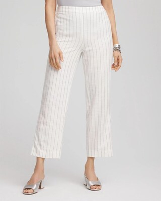 Metallic Striped Straight Cropped Pants